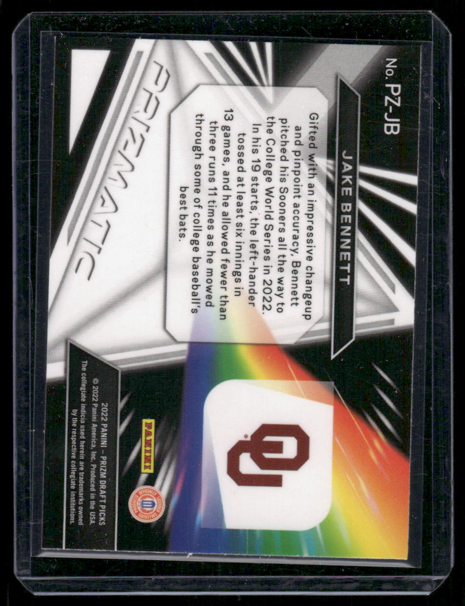 2022 Panini Prizm Prizmatic Jake Bennett #PZ-JB Baseball