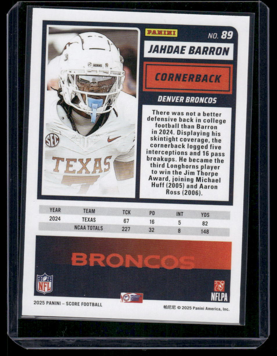 2025 Panini Score Rookie Jahdae Barron #89 RC Football