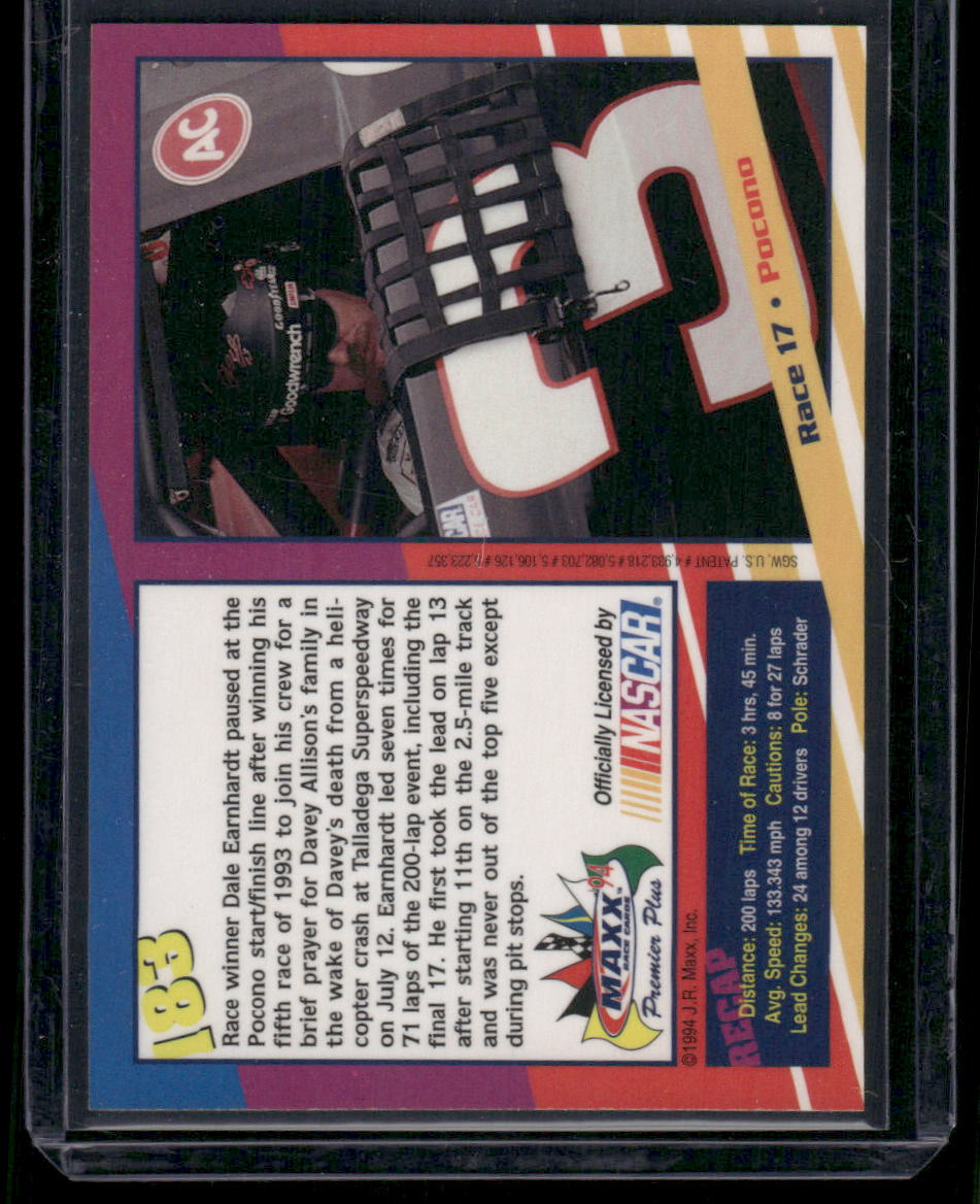 1994 Maxx Premier Plus Dale Earnhardt #183 Auto Racing