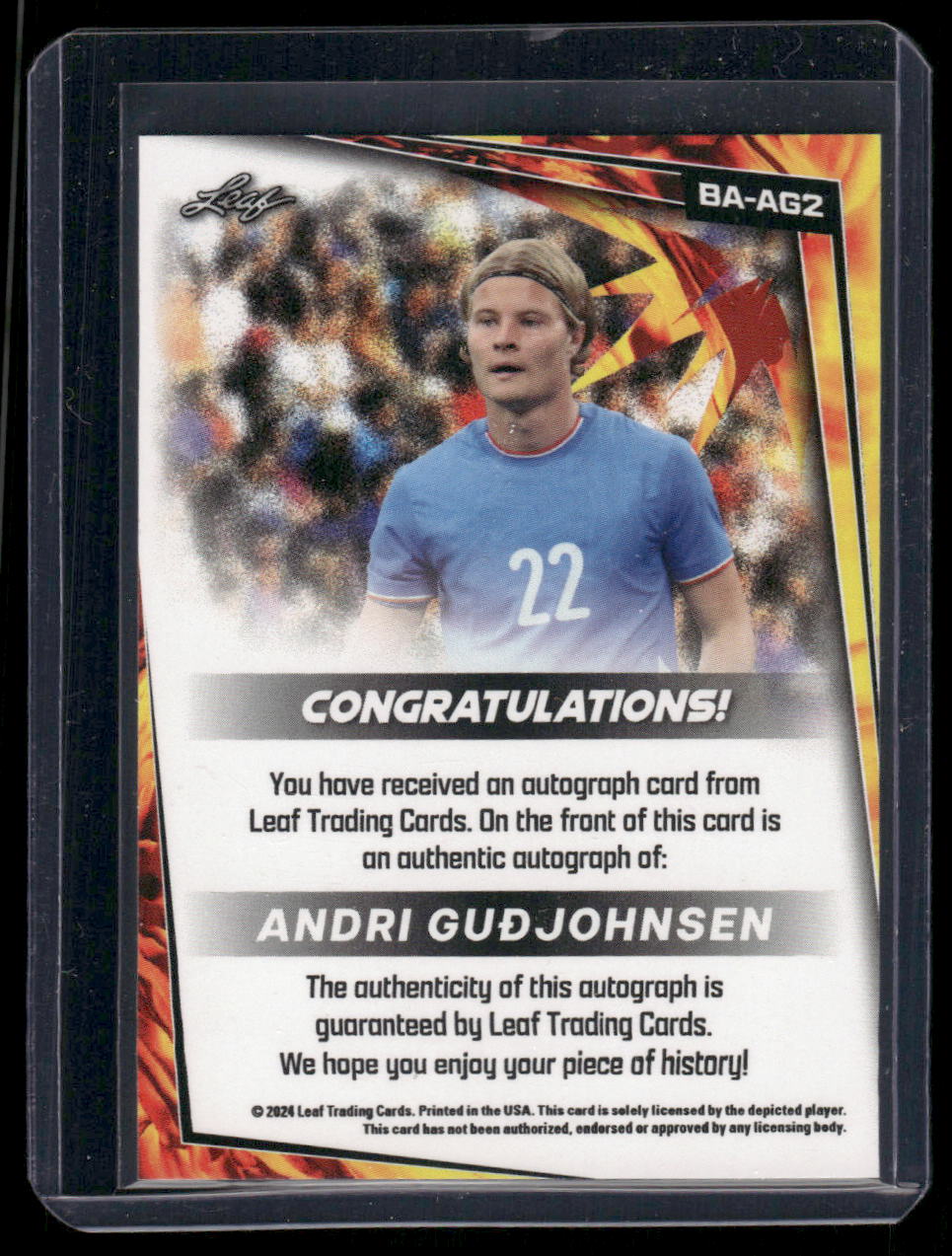 2024 Leaf Andri Gudjohnsen #BA-AG2 Auto Soccer
