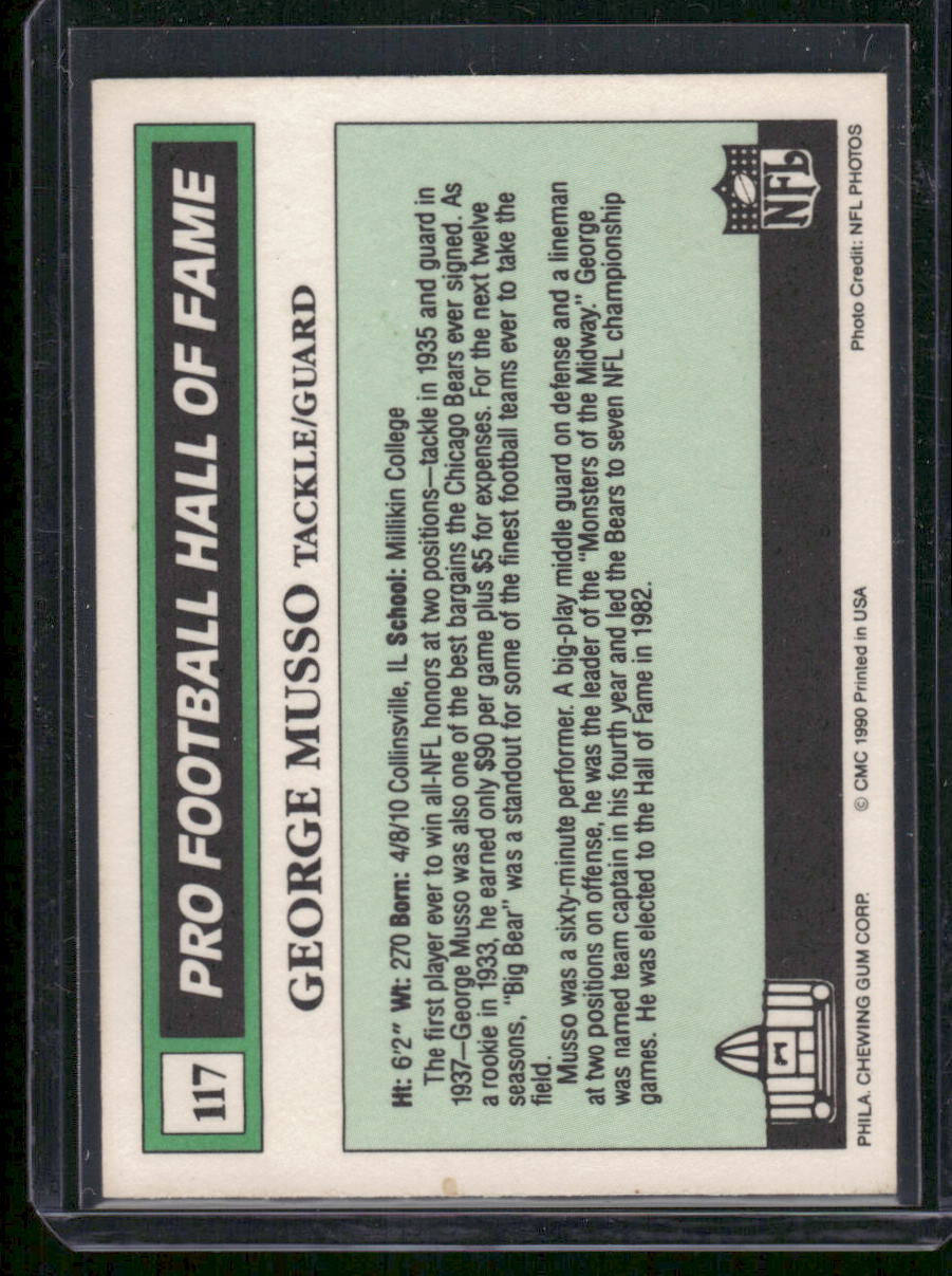 1989 Swell Pro Football Hall of Fame George Musso #117 Football
