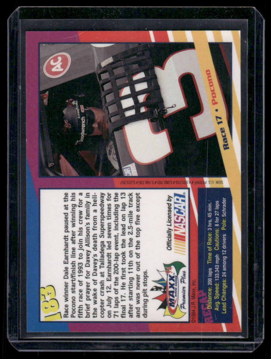 1994 Maxx Premier Plus Dale Earnhardt #183 Auto Racing