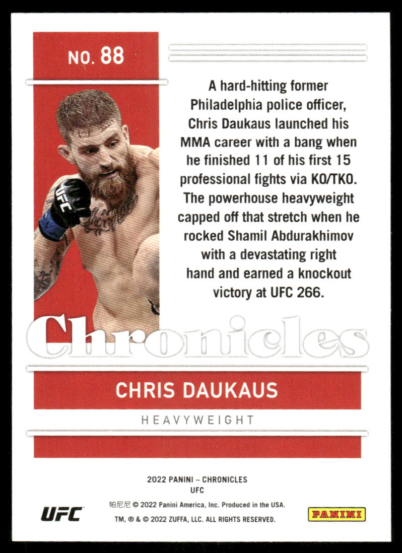 2022 Panini Chronicles UFC Chris Daukaus #88 RC Mixed Martial Arts (MMA)