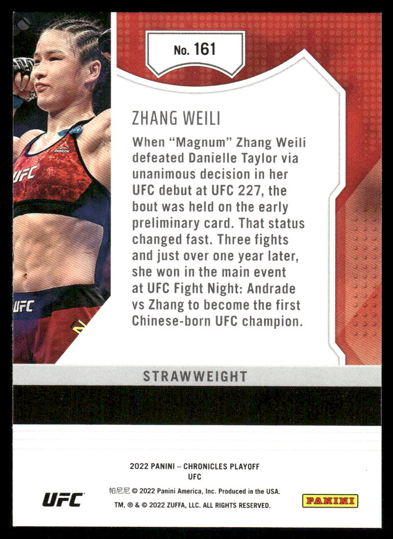 2022 Panini Playoff UFC Zhang Weili #161 Mixed Martial Arts (MMA)