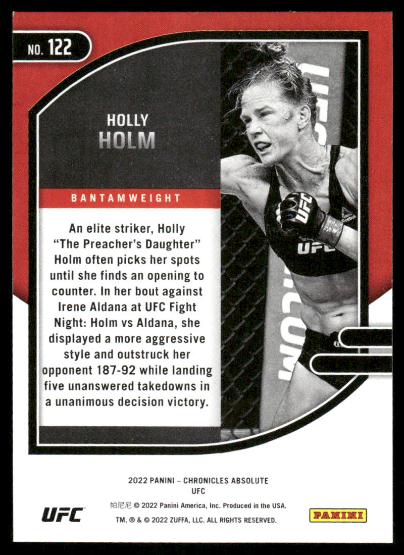 2022 Panini Absolute UFC Holly Holm #122 Mixed Martial Arts (MMA)