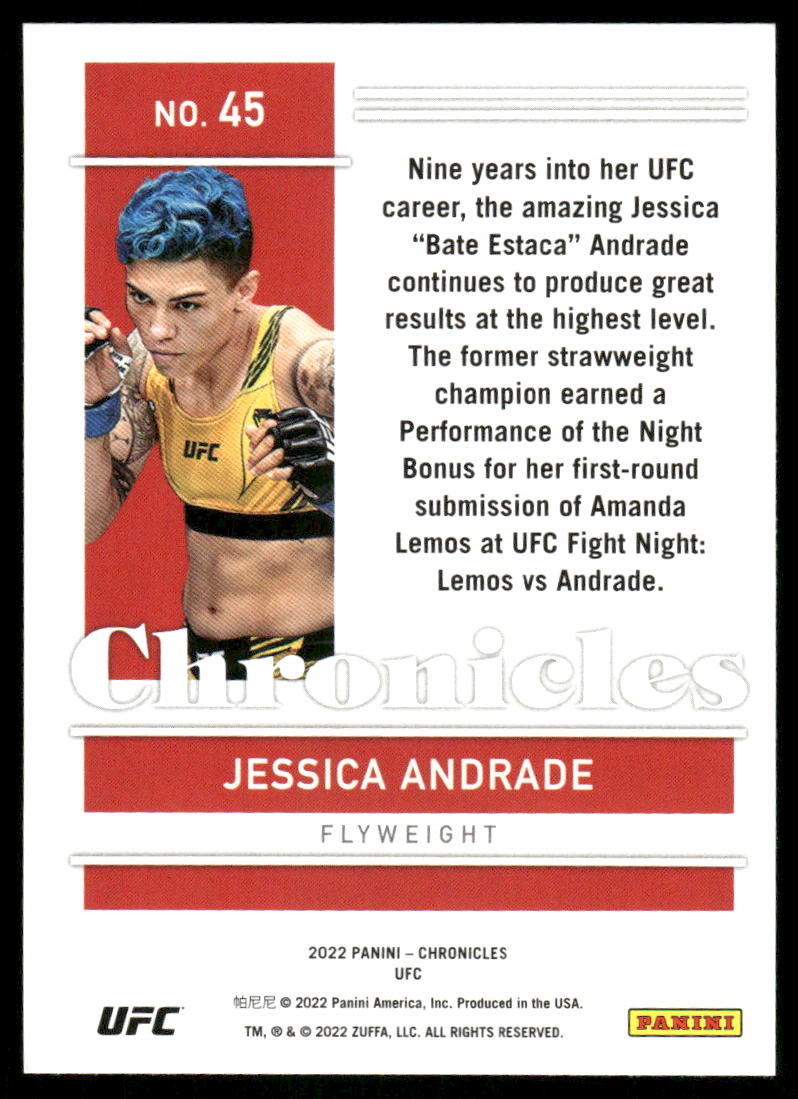 2022 Panini Chronicles Jessica Andrade #45 Mixed Martial Arts (MMA)