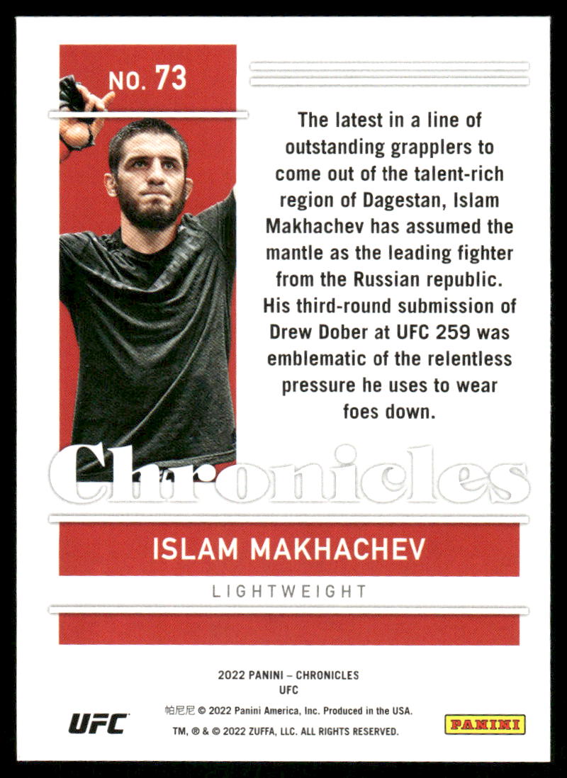 2022 Panini Chronicles UFC Islam Makhachev #73 Mixed Martial Arts