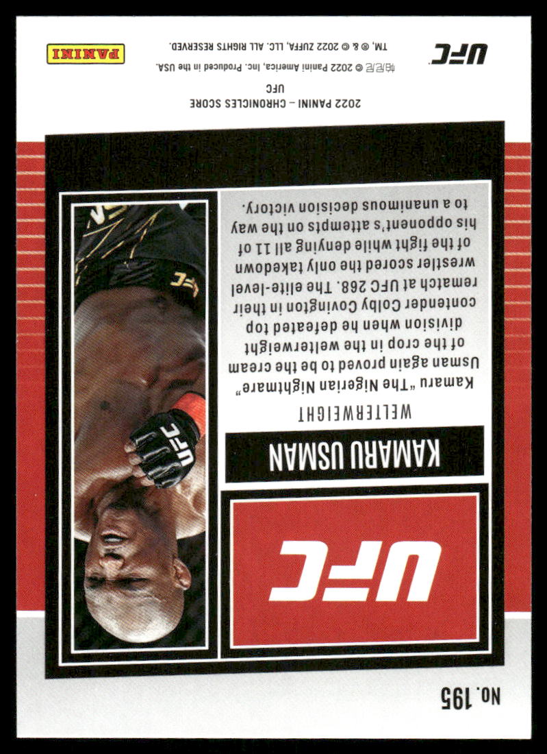 2022 Panini Score UFC Kamaru Usman #195 Mixed Martial Arts (MMA)