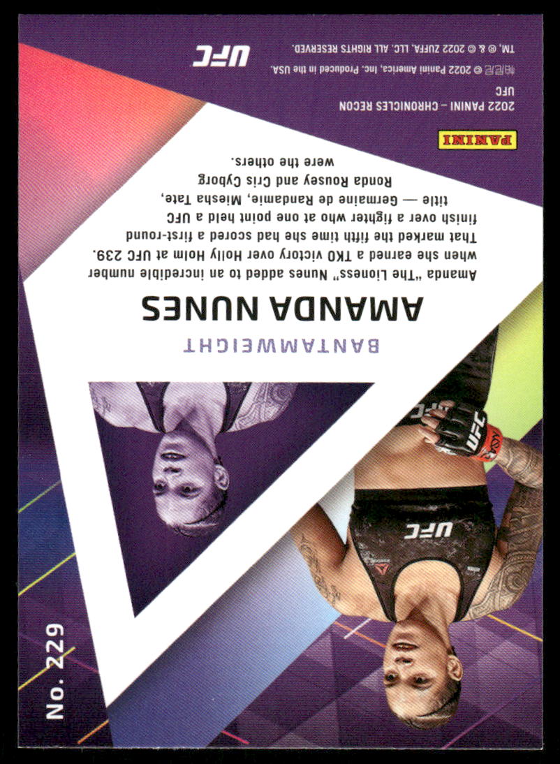 2022 Panini Chronicles Recon Amanda Nunes #229 MMA