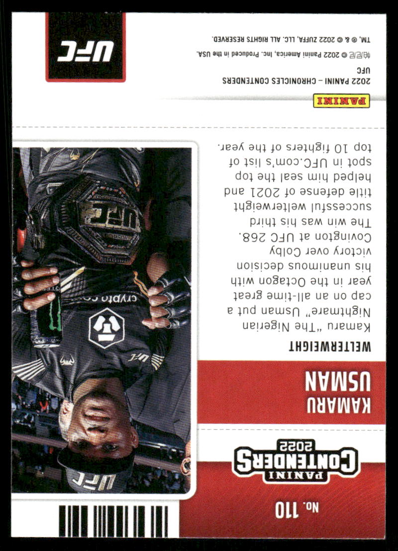 2022 Panini Contenders UFC Kamaru Usman #110 Mixed Martial Arts (MMA)