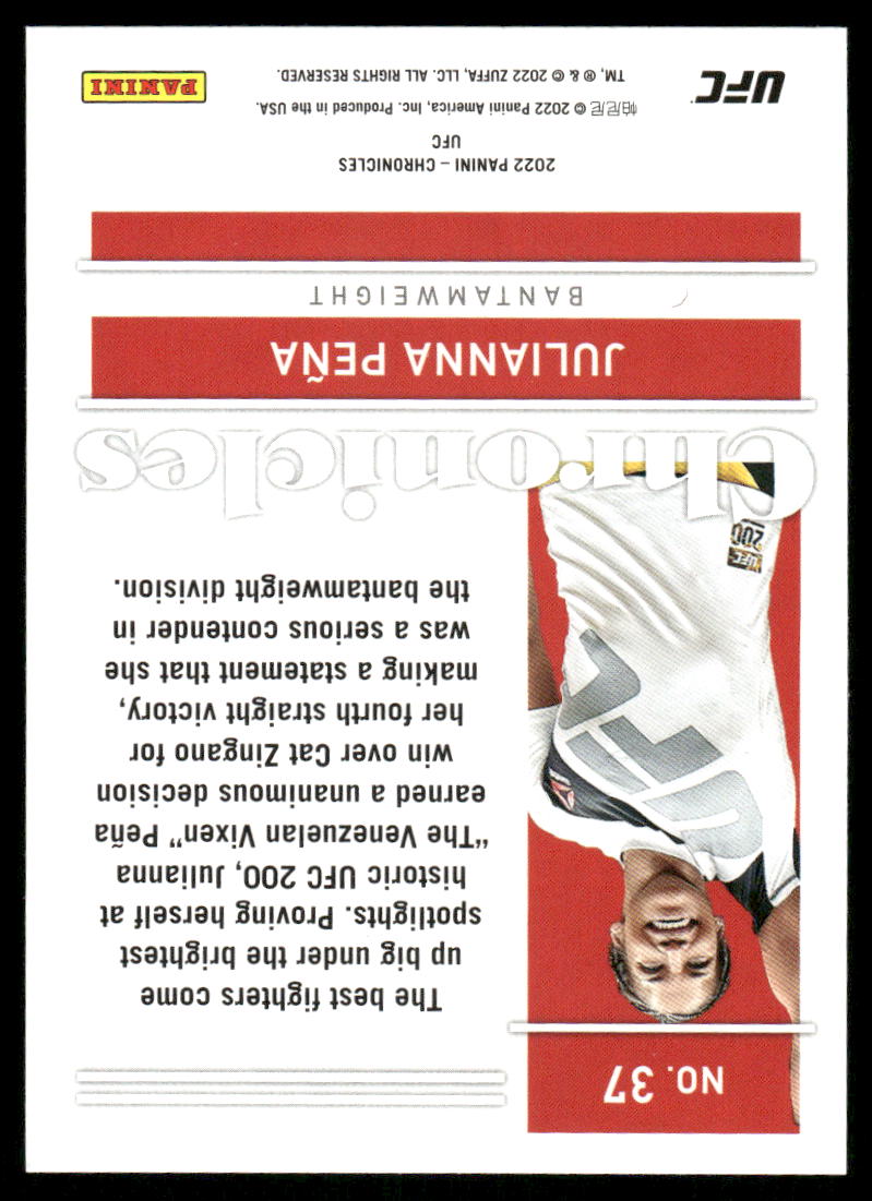 2022 Panini Chronicles UFC Julianna Peña #37 Mixed Martial Arts (MMA)