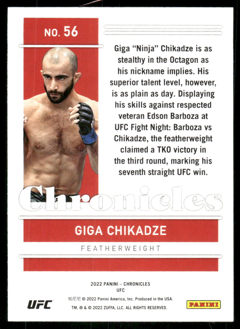 2022 Panini Chronicles UFC Giga Chikadze #56 Mixed Martial Arts (MMA)