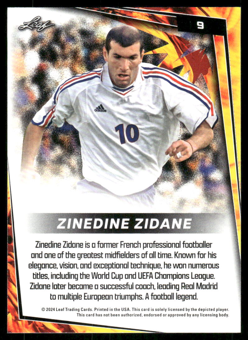 2024 Leaf Zinedine Zidane #9 White Soccer