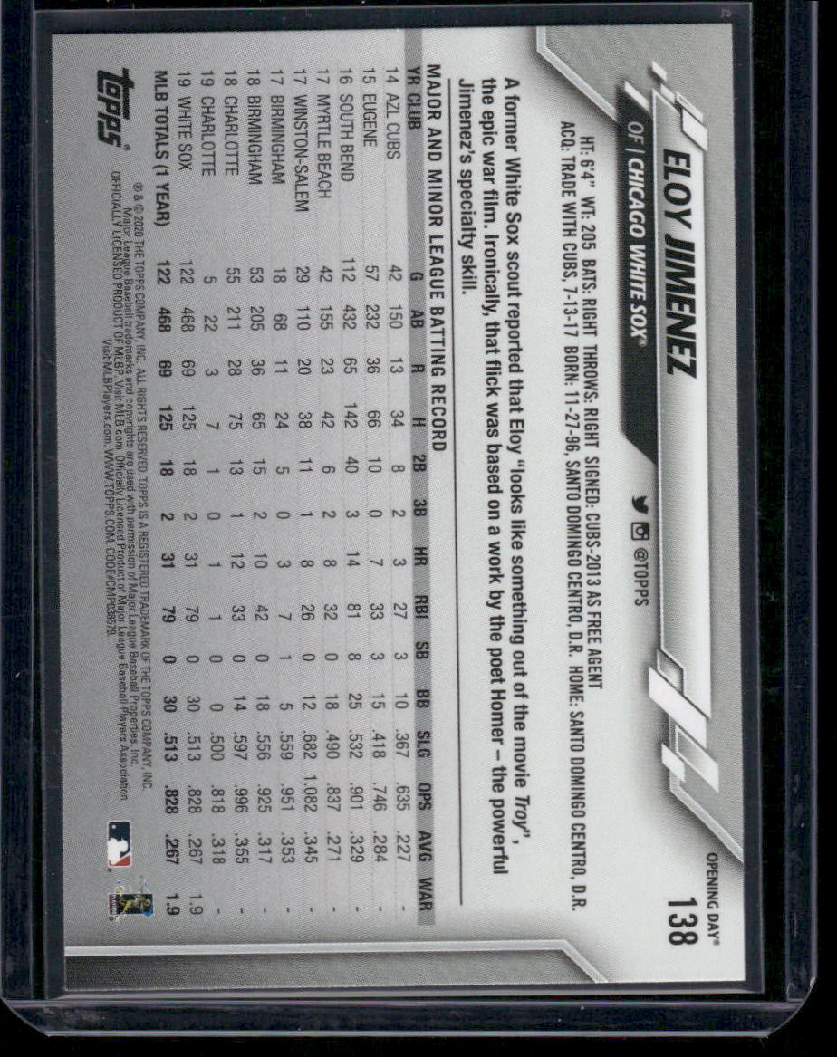 2020 Topps Opening Day Eloy Jimenez #138 Baseball