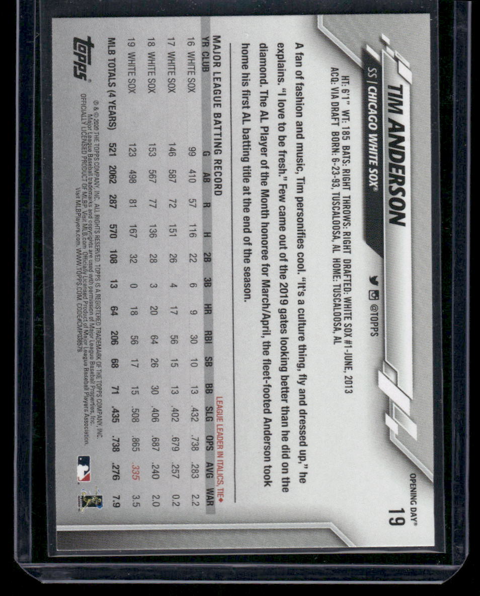 2020 Topps Opening Day Tim Anderson #19 Baseball