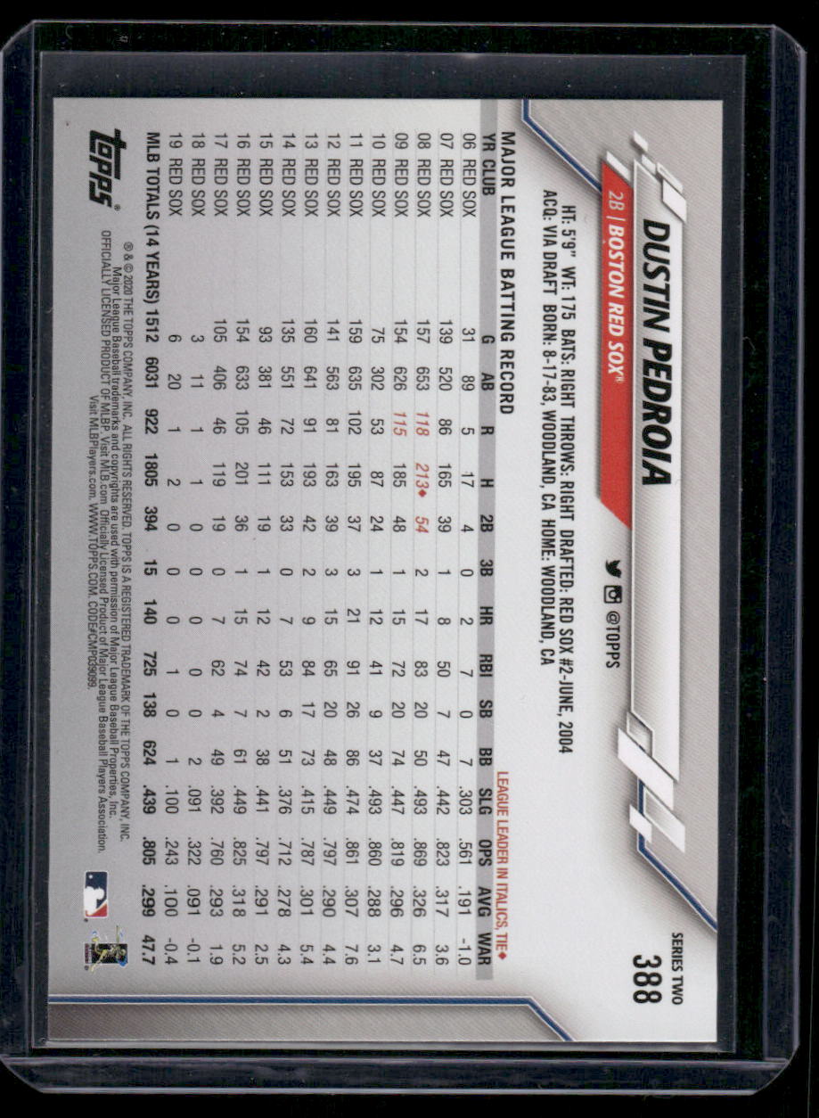 2020 Topps Dustin Pedroia #388 Baseball