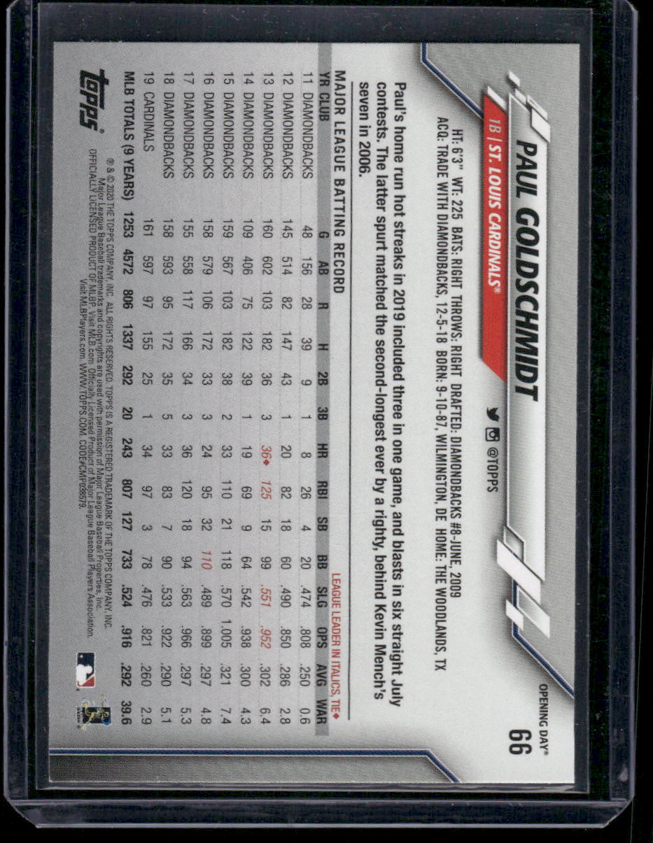 2020 Topps Opening Day Paul Goldschmidt #66 Baseball