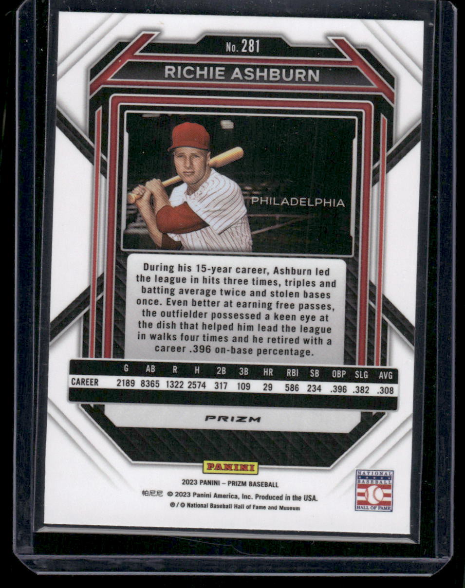 2023 Panini Prizm Baseball Richie Ashburn #281 Blue Baseball