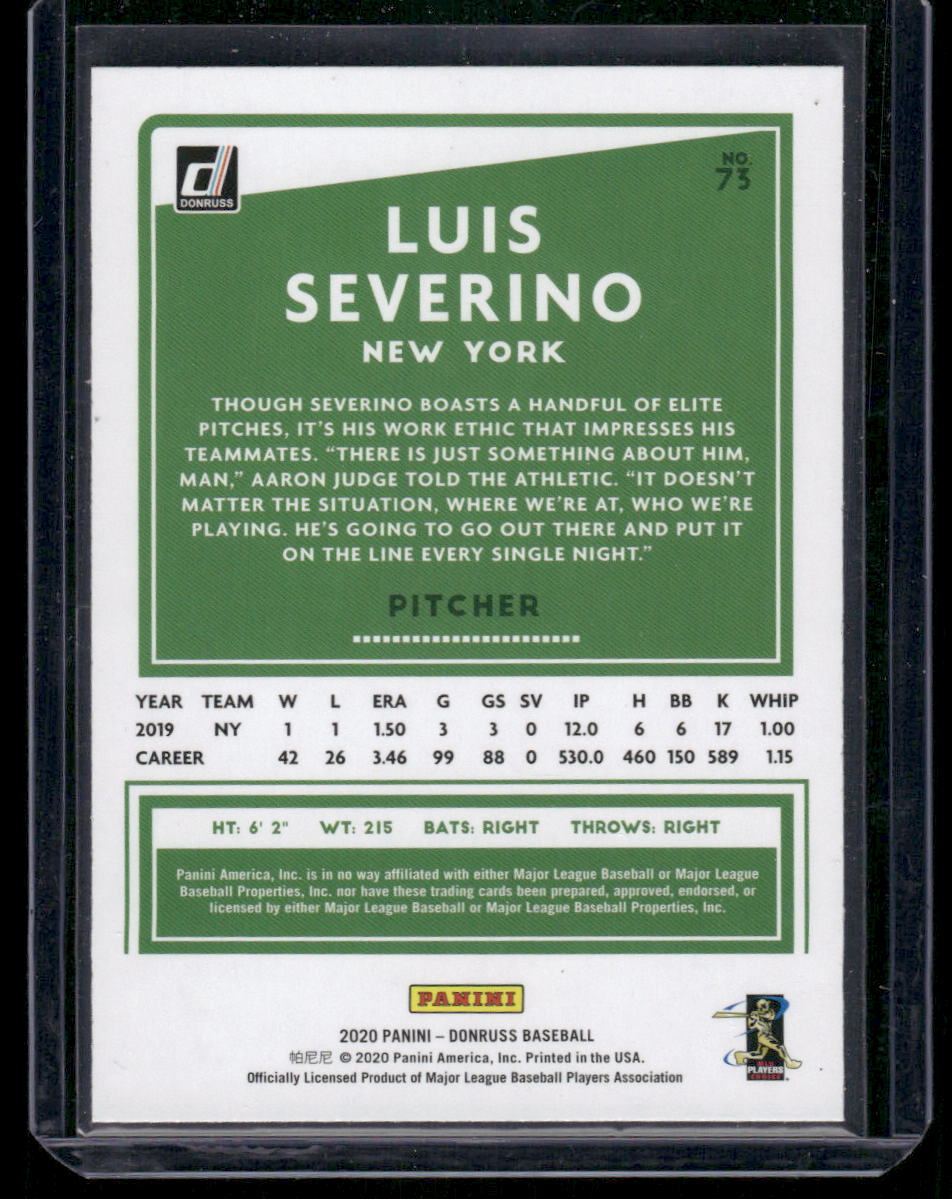 2020 Donruss Luis Severino #73 Baseball