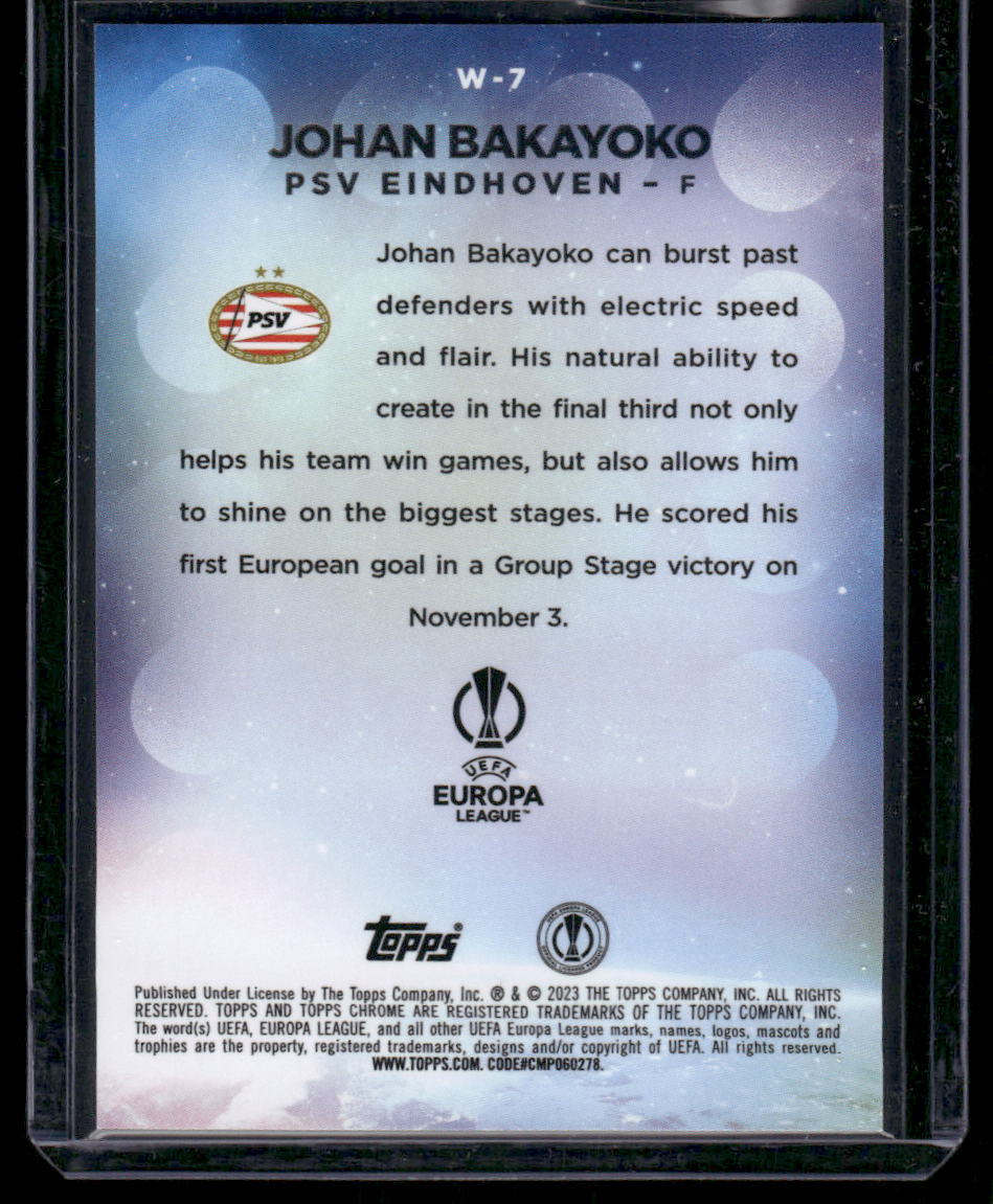 2023 Topps Chrome Wonderkids Johan Bakayoko #W-7 RC Soccer