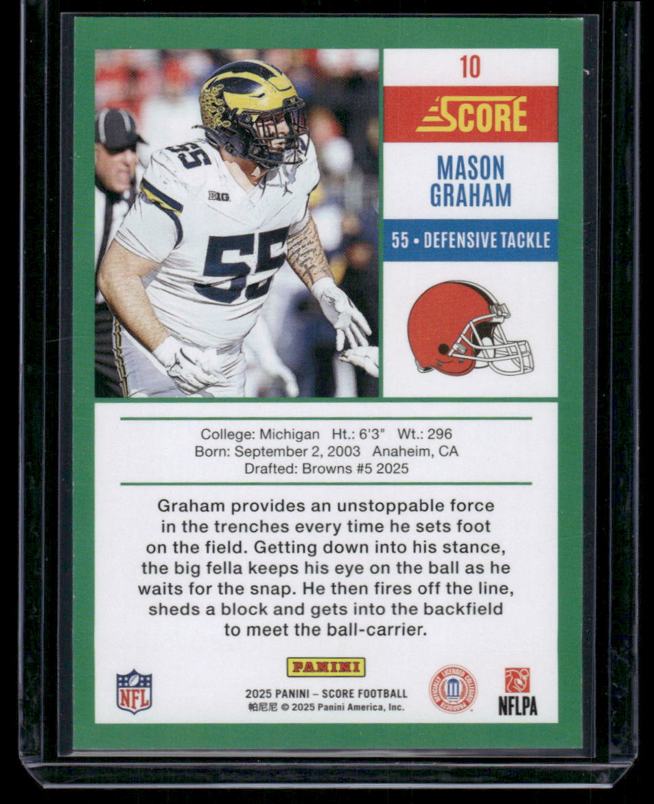 2025 Panini Score Mason Graham #10 Football