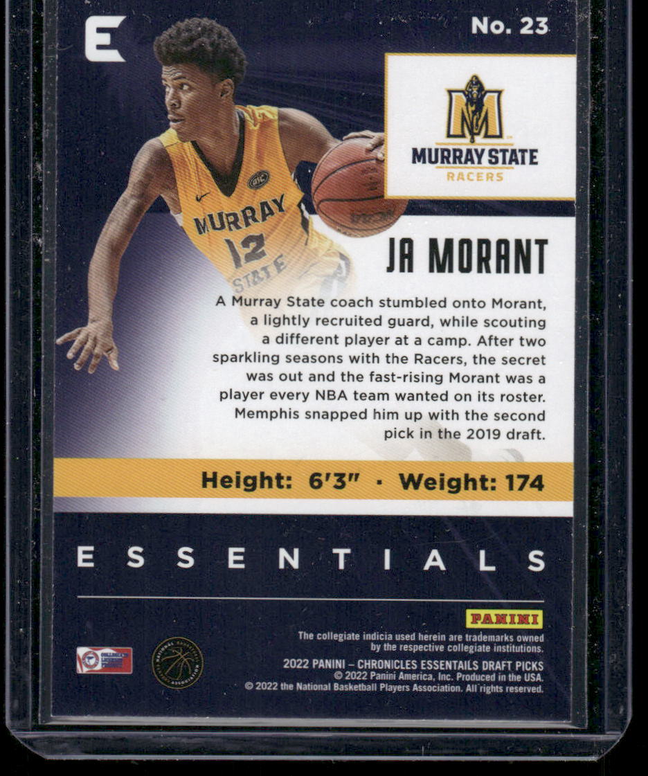 2022 Panini Chronicles Essentials Draft Picks Ja Morant #23 Basketball