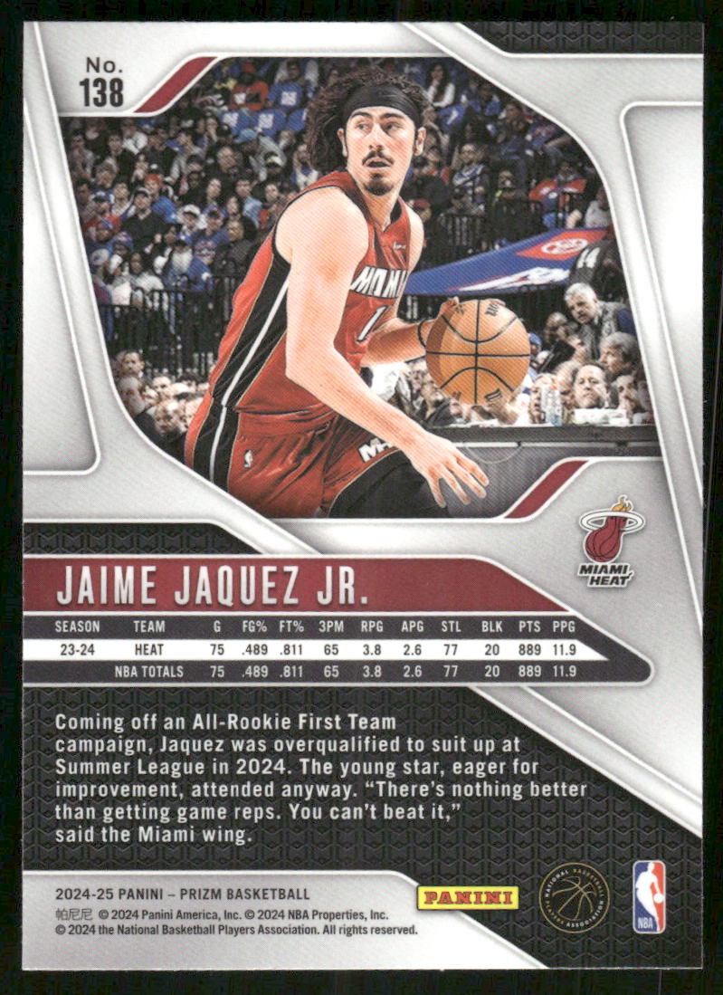 2024-25 Panini Prizm Jaime Jaquez Jr. #138 Basketball