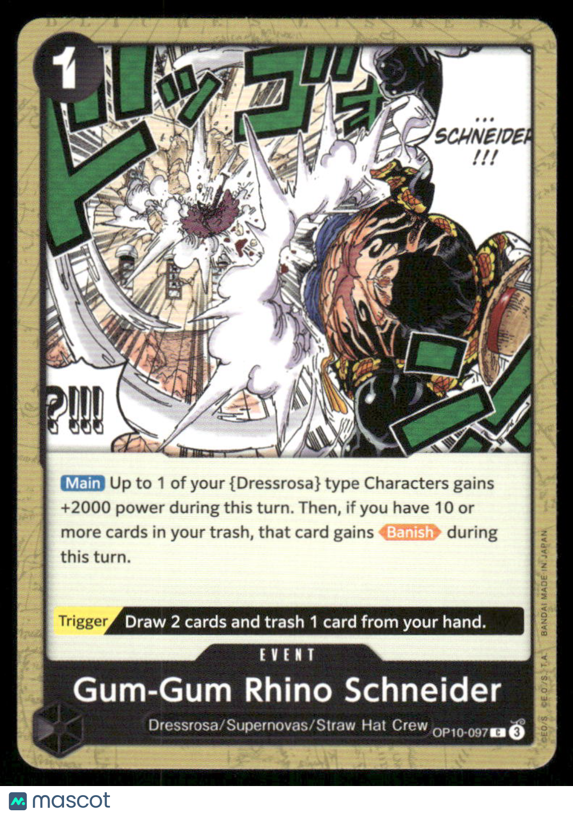 One Piece Card Game Gum-Gum Rhino Schneider #OP10-097 One Piece Royal Blood