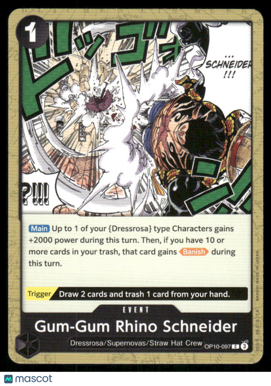 One Piece Card Game Gum-Gum Rhino Schneider #OP10-097 One Piece Royal Blood