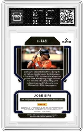 2022 Panini Prizm Jose Siri #RA-SI Rookie Auto RC Baseball Arena Club 9