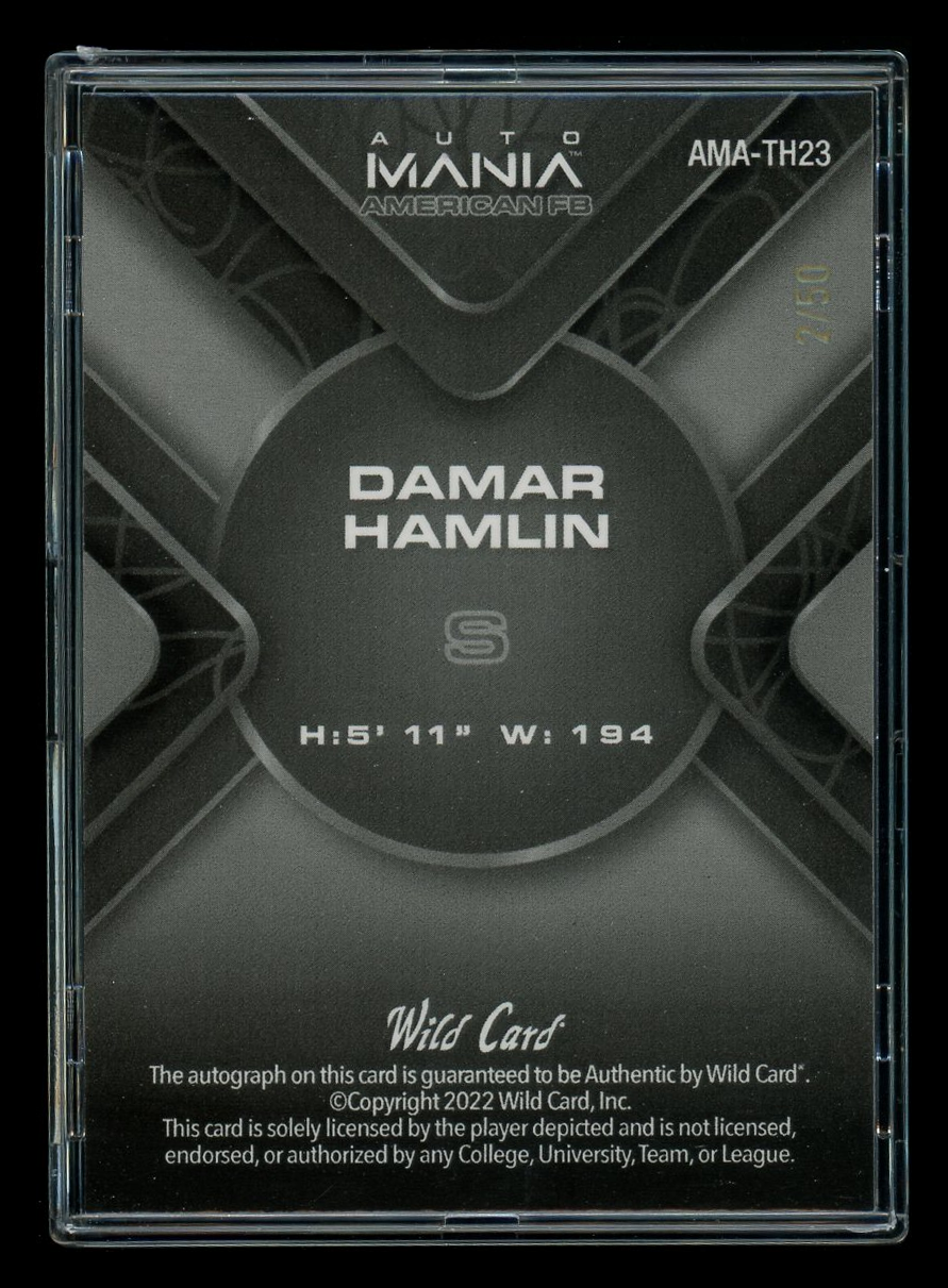 2022 Wild Card Auto Mania American FB Damar Hamlin #AMA-TH23 2/50 Football