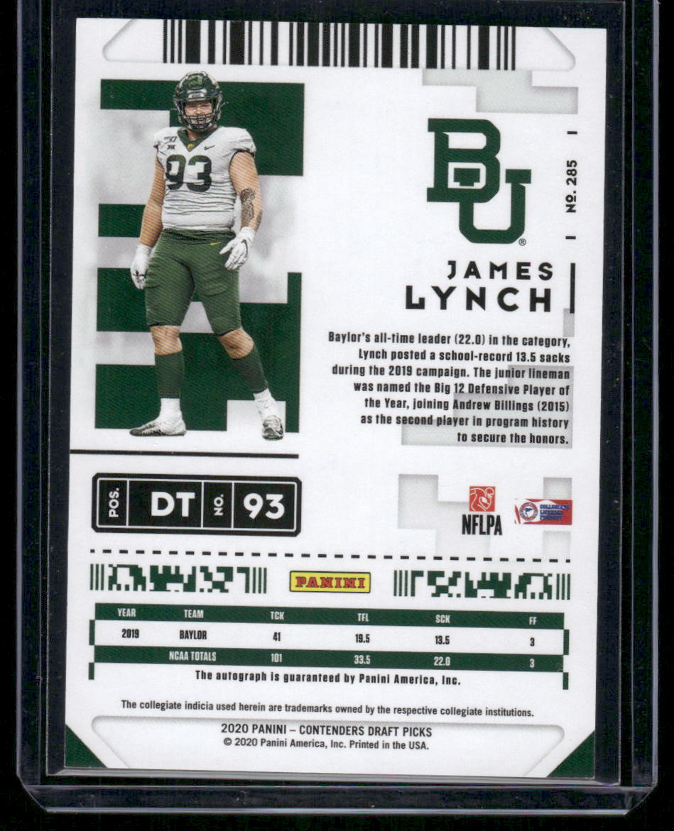 2020 Panini Contenders Draft Picks James Lynch #235 College Ticket Football