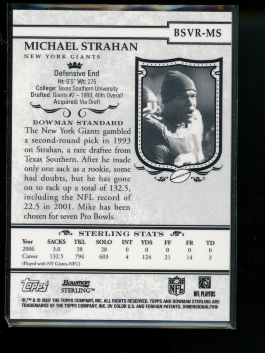 2007 Topps Bowman Sterling Michael Strahan #BSVR-MS Jersey Patch Football