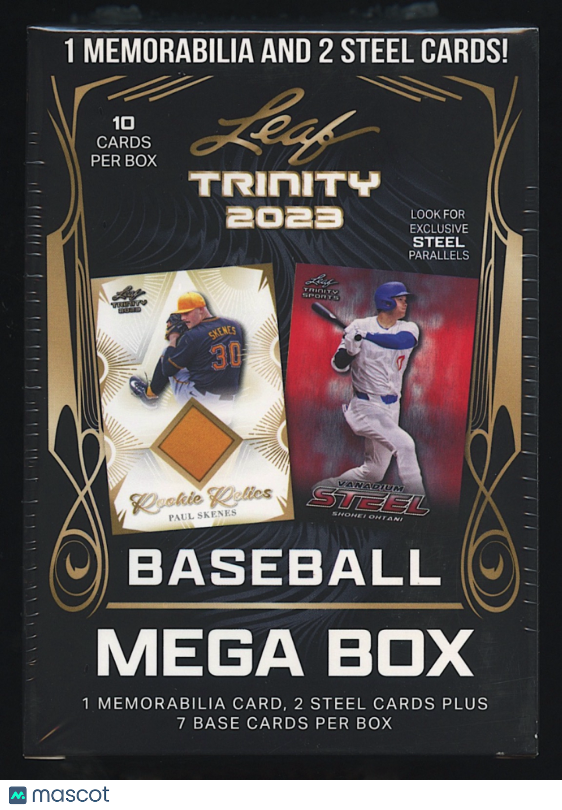 Leaf Trinity Baseball Mega Box  10 Cards Per Box 2 Steel Cards 1 Mem Card