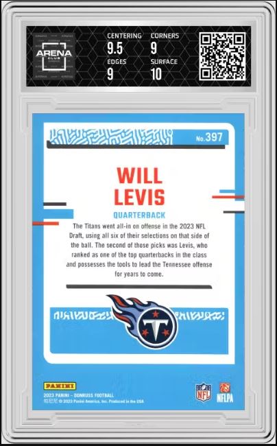 2023 Panini Donruss Will Levis #397 Rated Rookie Football AC 9.5