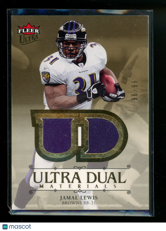 2007 Fleer Ultra Ultra Dual Materials Jamal Lewis #UDM-JL Game-Used Mem 96/99
