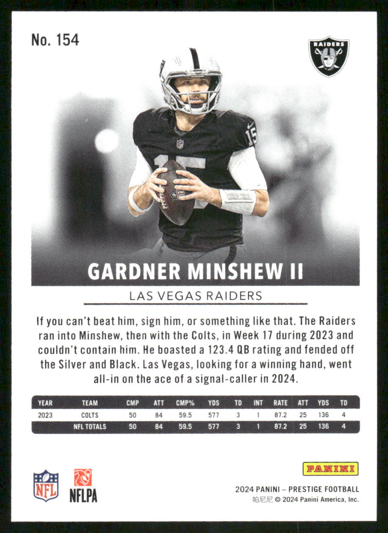 2024 Panini Prestige Gardner Minshew II #154 Football