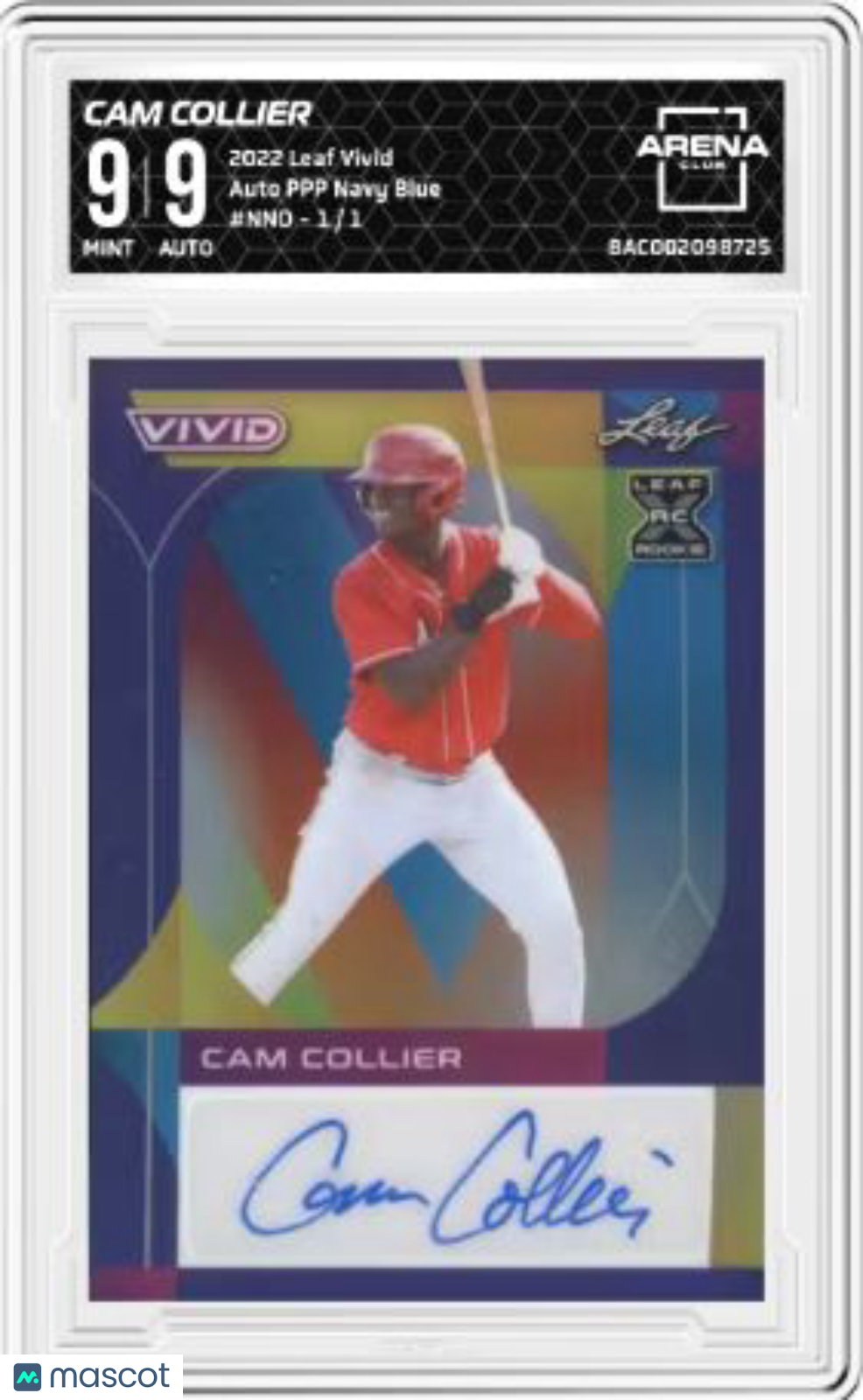 2022 Leaf Vivid Cam Collier #NNO Auto PPP Navy Blue 1/1 Baseball AC 9/9