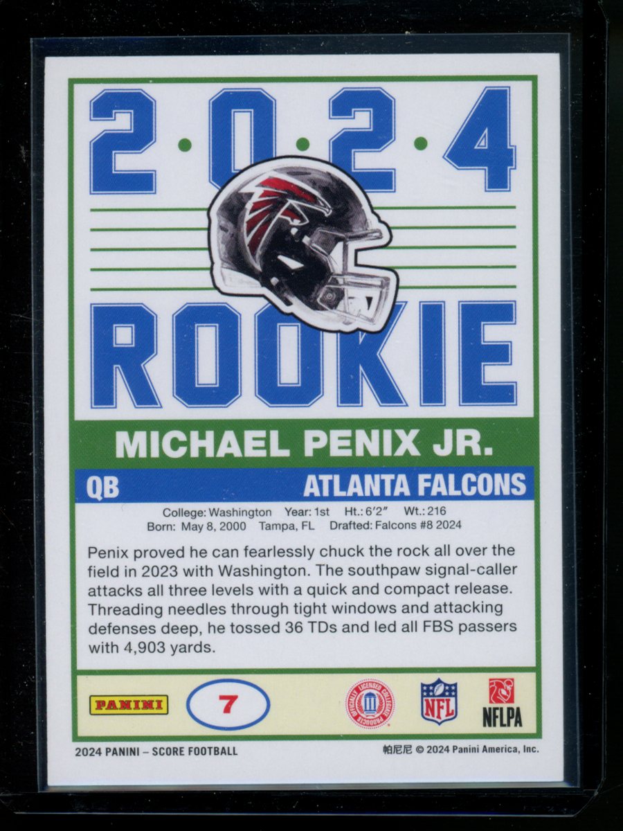 2024 Panini Score Rookie Michael Penix Jr. #7 Football