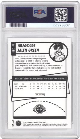 2021 Panini NBA Hoops Jalen Green #218 Basketball PSA 8