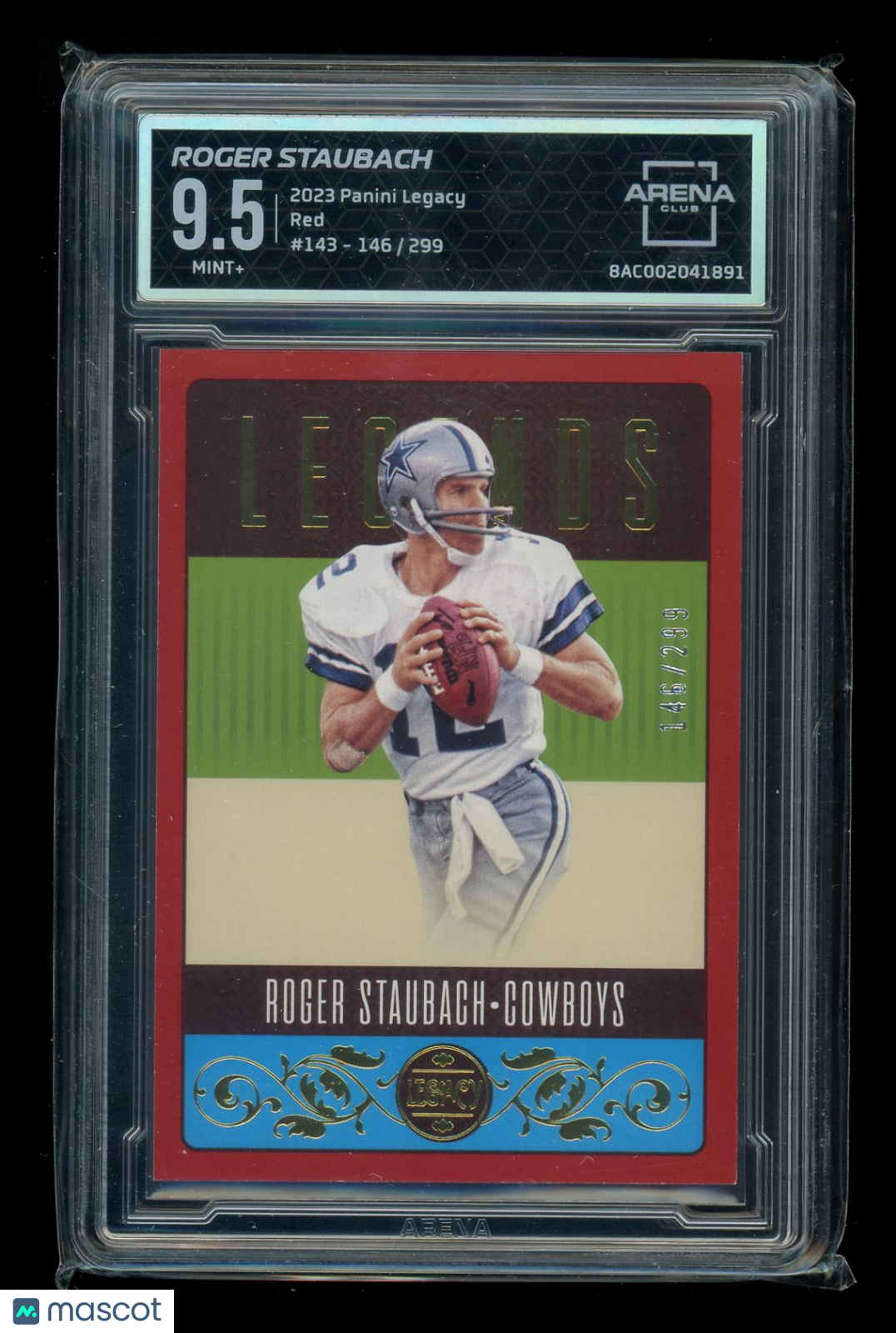 2023 Panini Legacy Red Roger Staubach #143 146/299 Football Arena Club 9.5