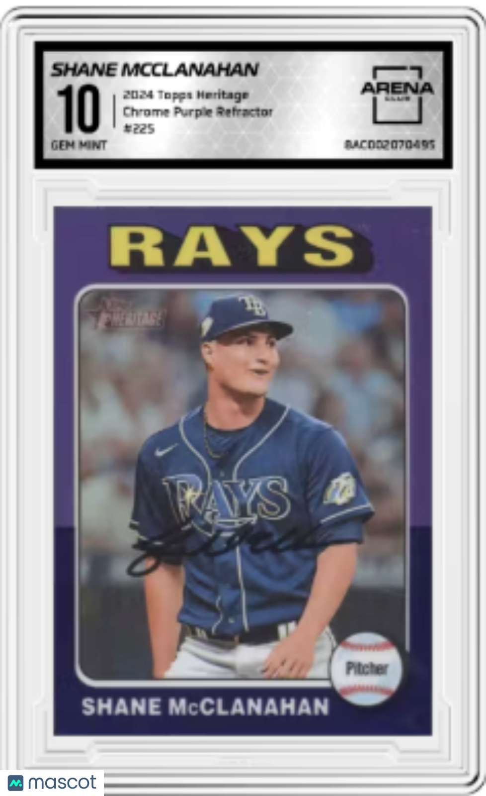 2024 Topps Heritage Shane McClanahan #225 Chrome Purple Refractor Arena Club 10
