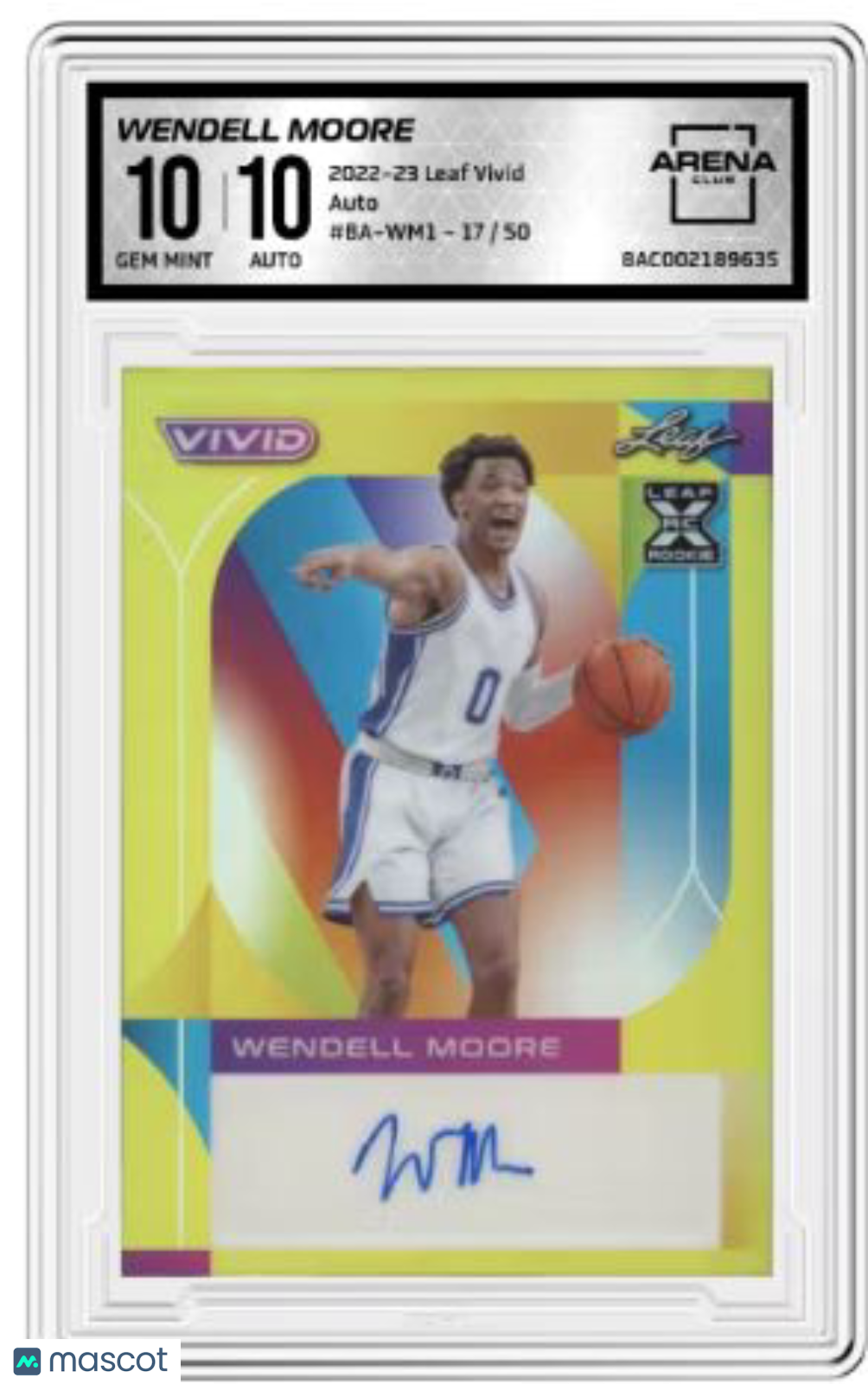 2022-23 Leaf Vivid Wendell Moore #BA-WM1 Auto 17/50 Basketball Arena Club 10