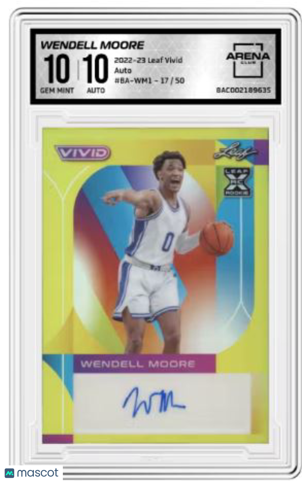 2022-23 Leaf VIvid Wendell Moore #BA-WM1 Auto 17/50 Basketball Arena Club 10