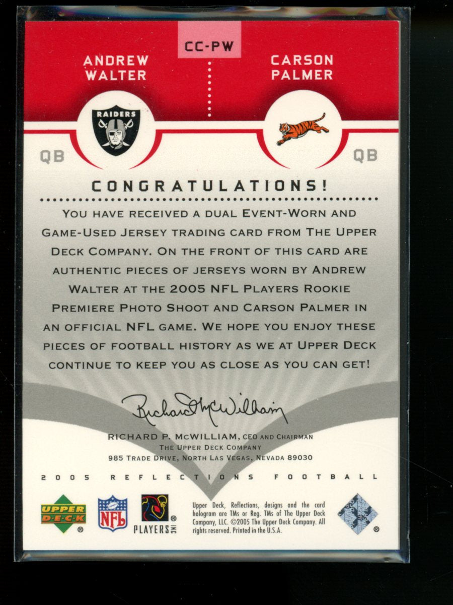 2005 Upper Deck Reflections  Palmer  Walter CC-PW Dual Game Used Jersey