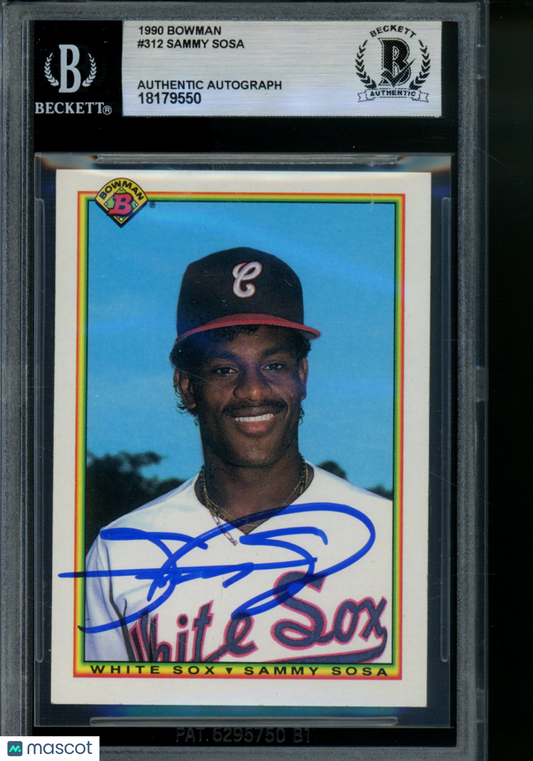 1990 Bowman Sammy Sosa #312 Rookie Baseball BGS Authentic