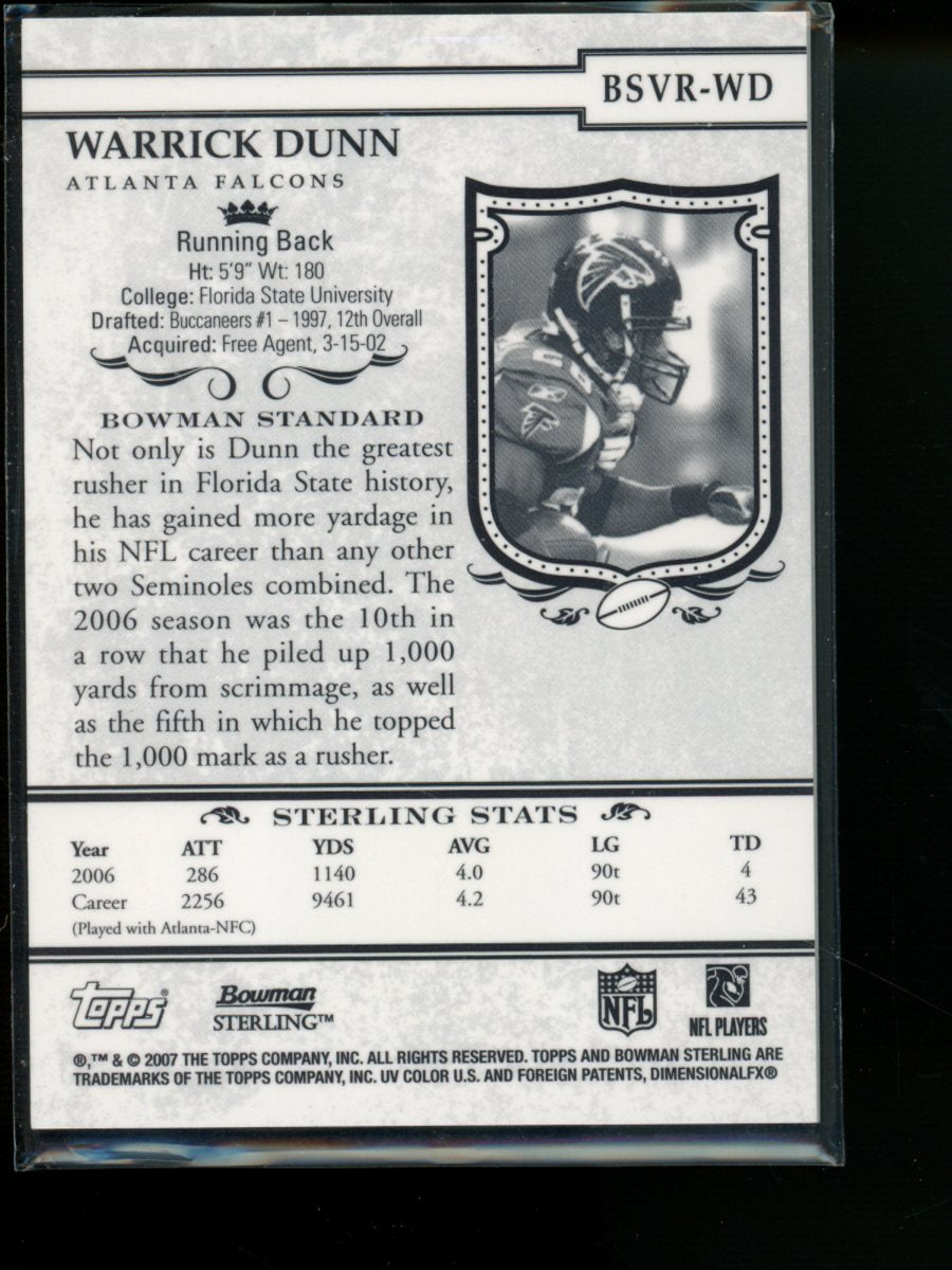 2007 Topps Bowman Sterling Warrick Dunn #BSVR-WD Jersey Patch Football