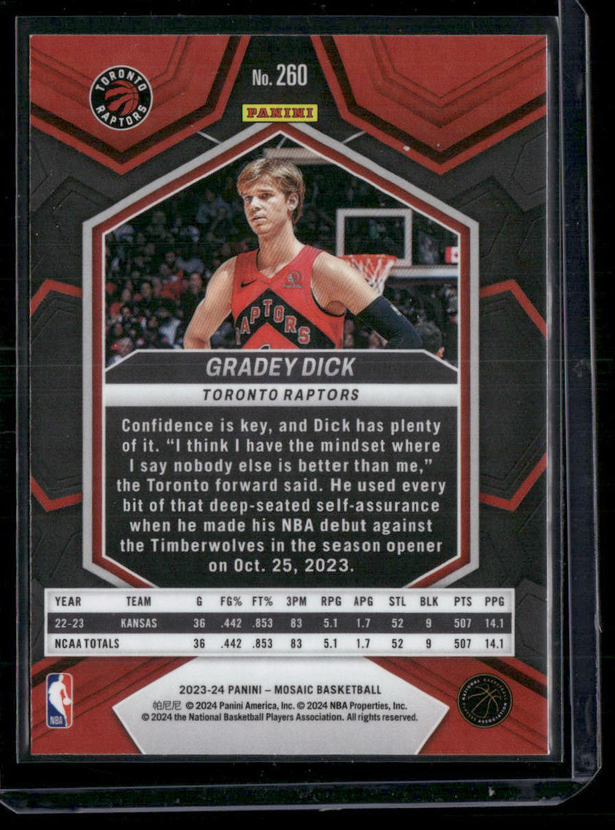 2023-24 Panini Mosaic Basketball Gradey Dick #260 NBA DEBUT RC Basketball