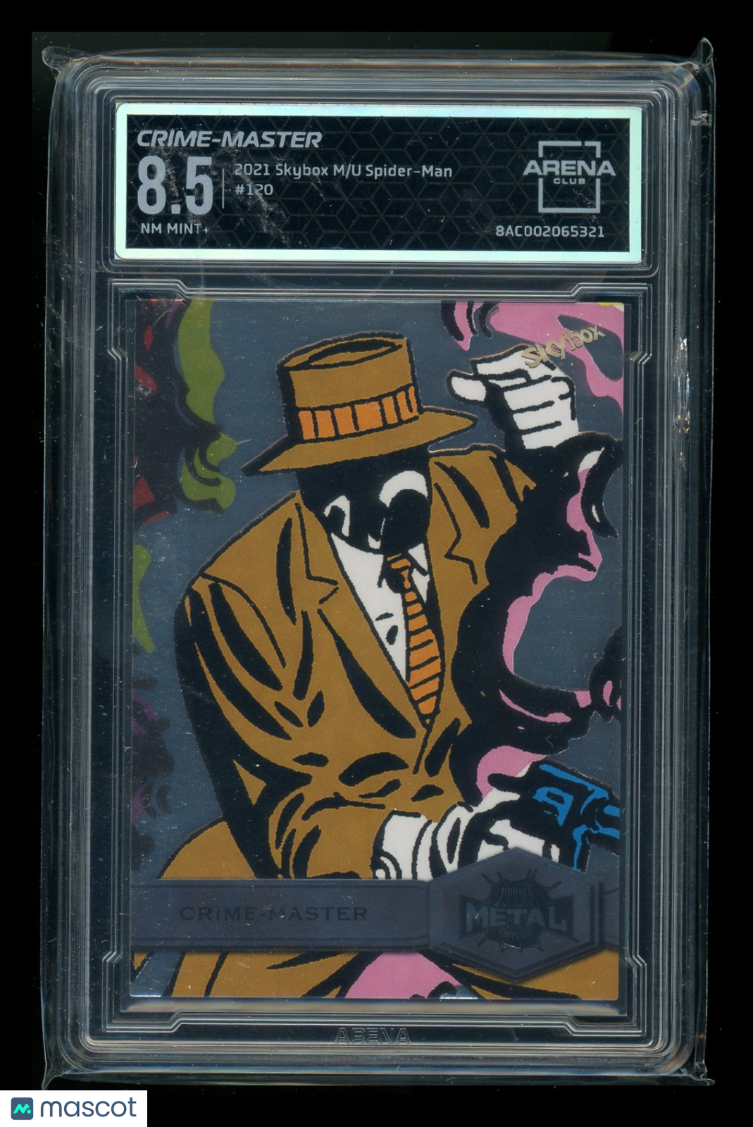 2021 Skybox Marvel Metal Universe Spider-Man Crime-Master #120 Arena Club 8.5