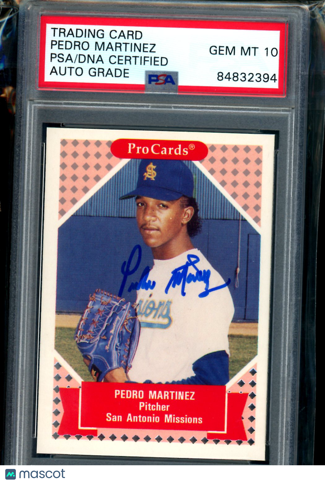 ProCards Pedro Martinez #244 Autographed Rookie PSA Auto 10